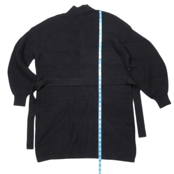 Anthropologie Maeve Long-Sleeve Mock-Neck Tie-Waist Mini Dress Black M - Picture 8 of 13